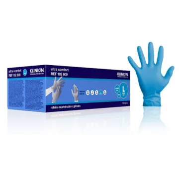 Klinion Ultra Comfort Nitril-Handschuhe puderfrei Blau 150 Stück-Large