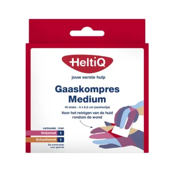 HeltiQ Mullkompresse Medium 5x8,5cm 16 Stück