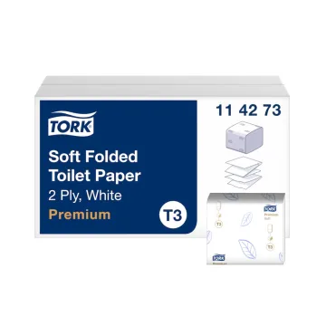 Tork Soft gefaltetes Toilettenpapier Weiß T3 Premium 2-lagig