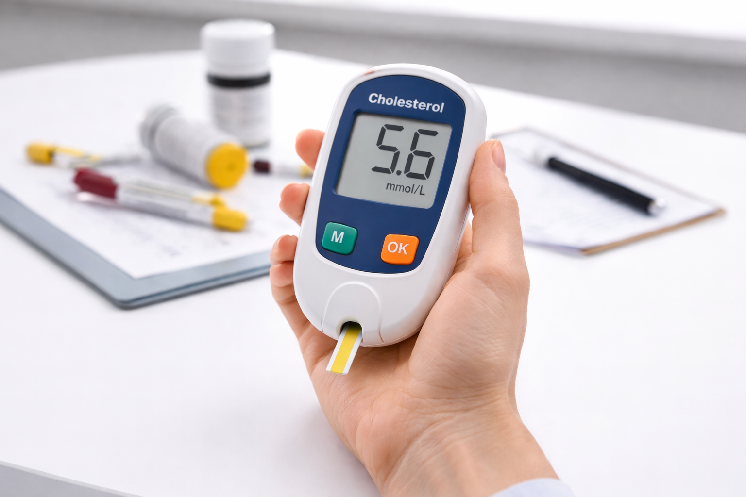 Cholesterin Testgerät für schnelle Blutwertmessung